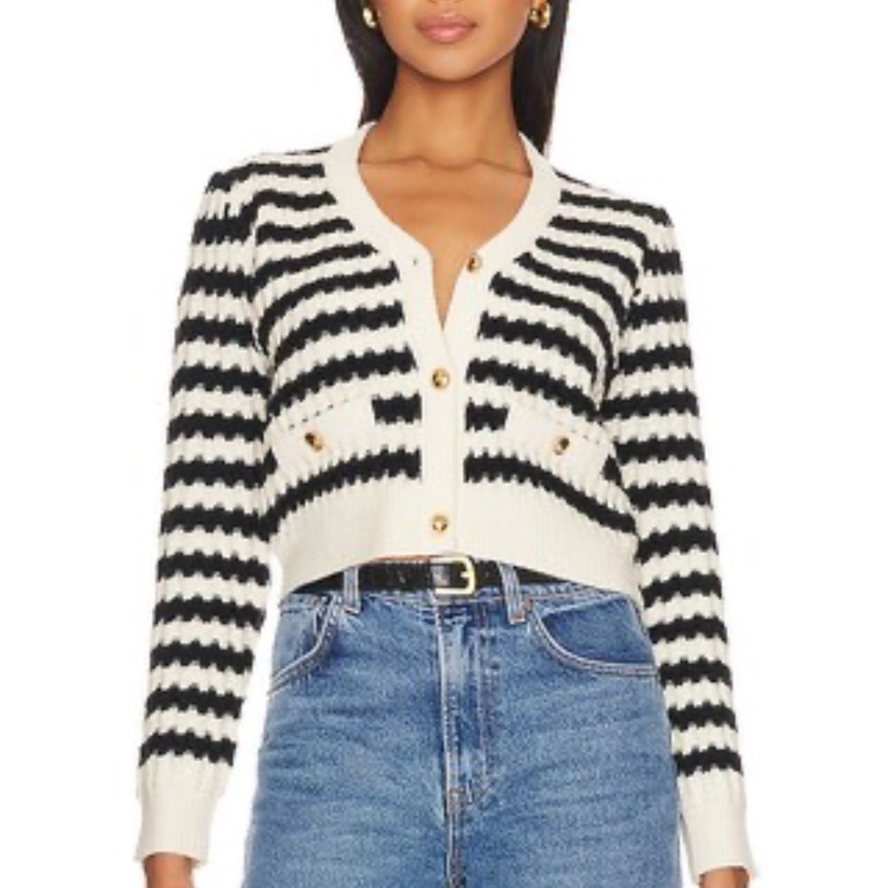 Line & Dot Laurel Cardigan in Ivory & Black